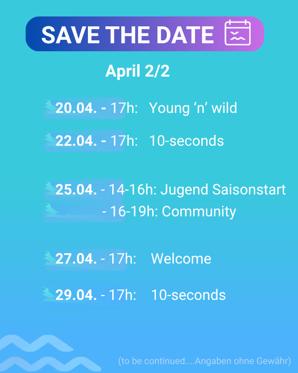 Termine der 2. April-Hälfte