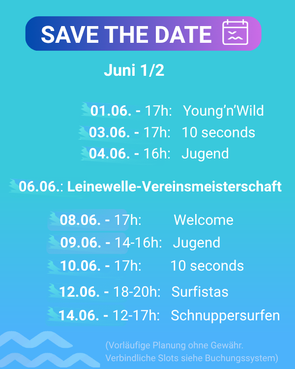 Terminübersicht 1. Monatshälfte Juni